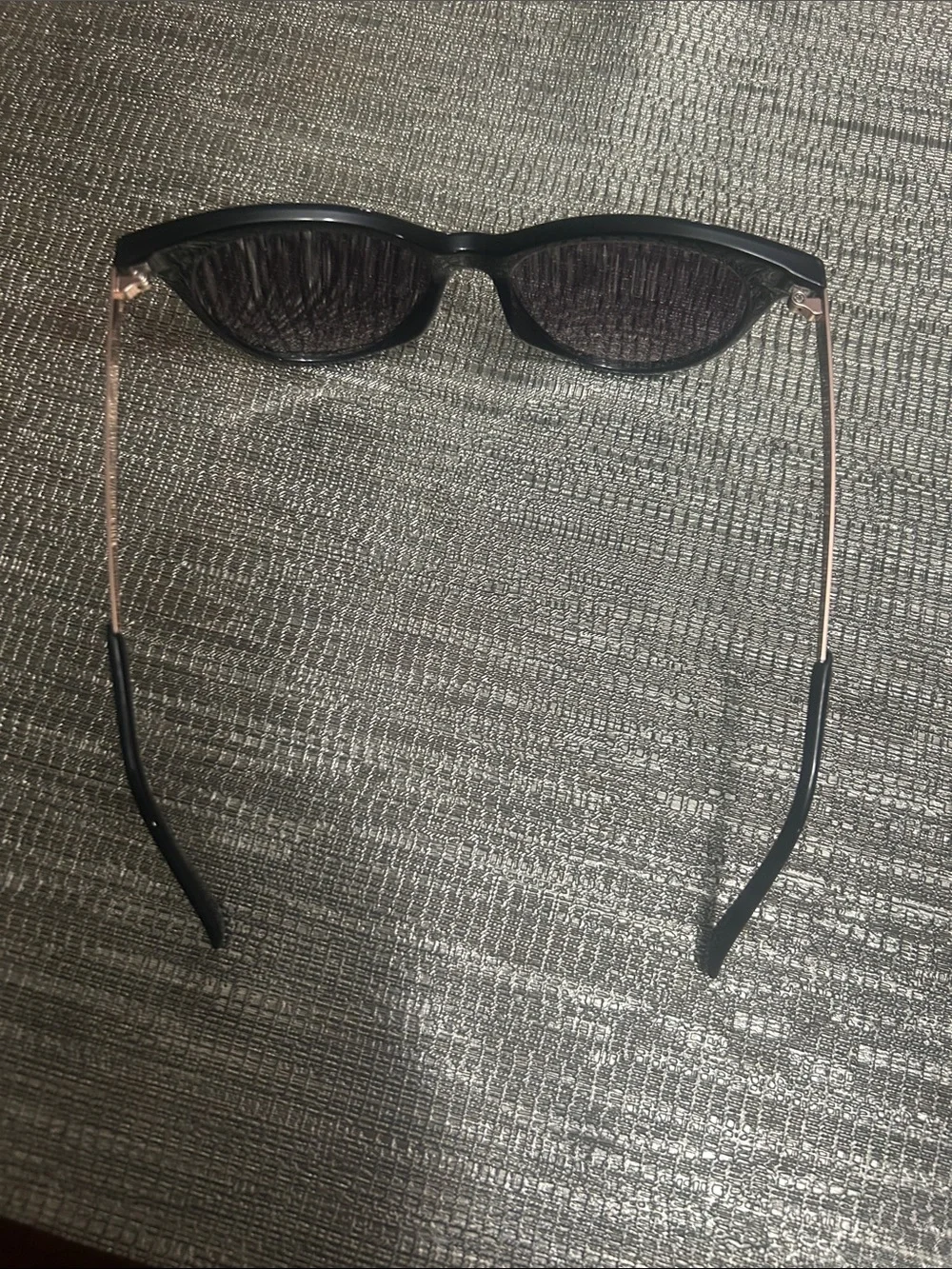 Ann Taylor Black Cat-Eye Sunglasses with Purple Gradient Lenses